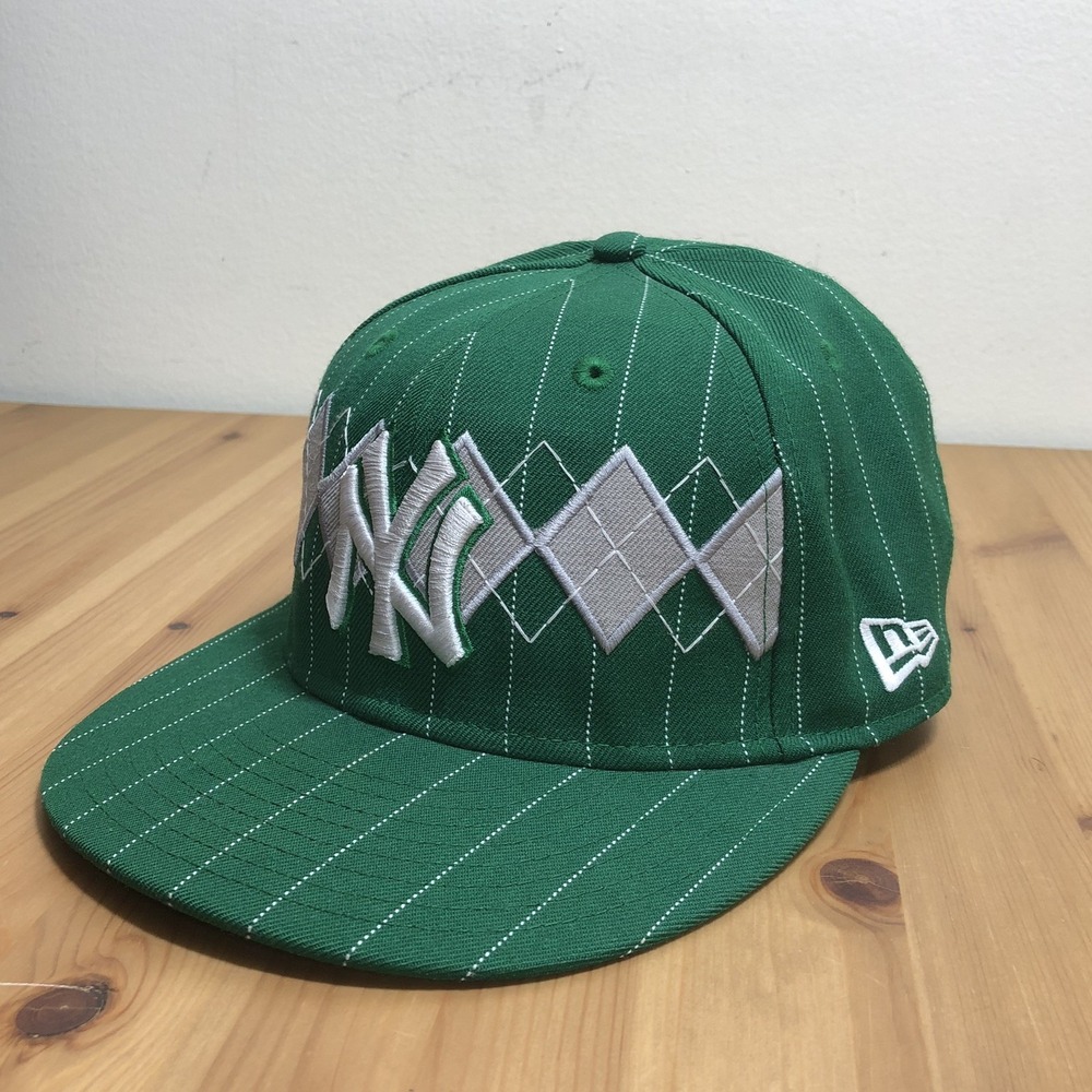 New York Yankees New Era 59Fifty Argyle MLB Fitted Hat Mens 7 1/8 Green Baseball